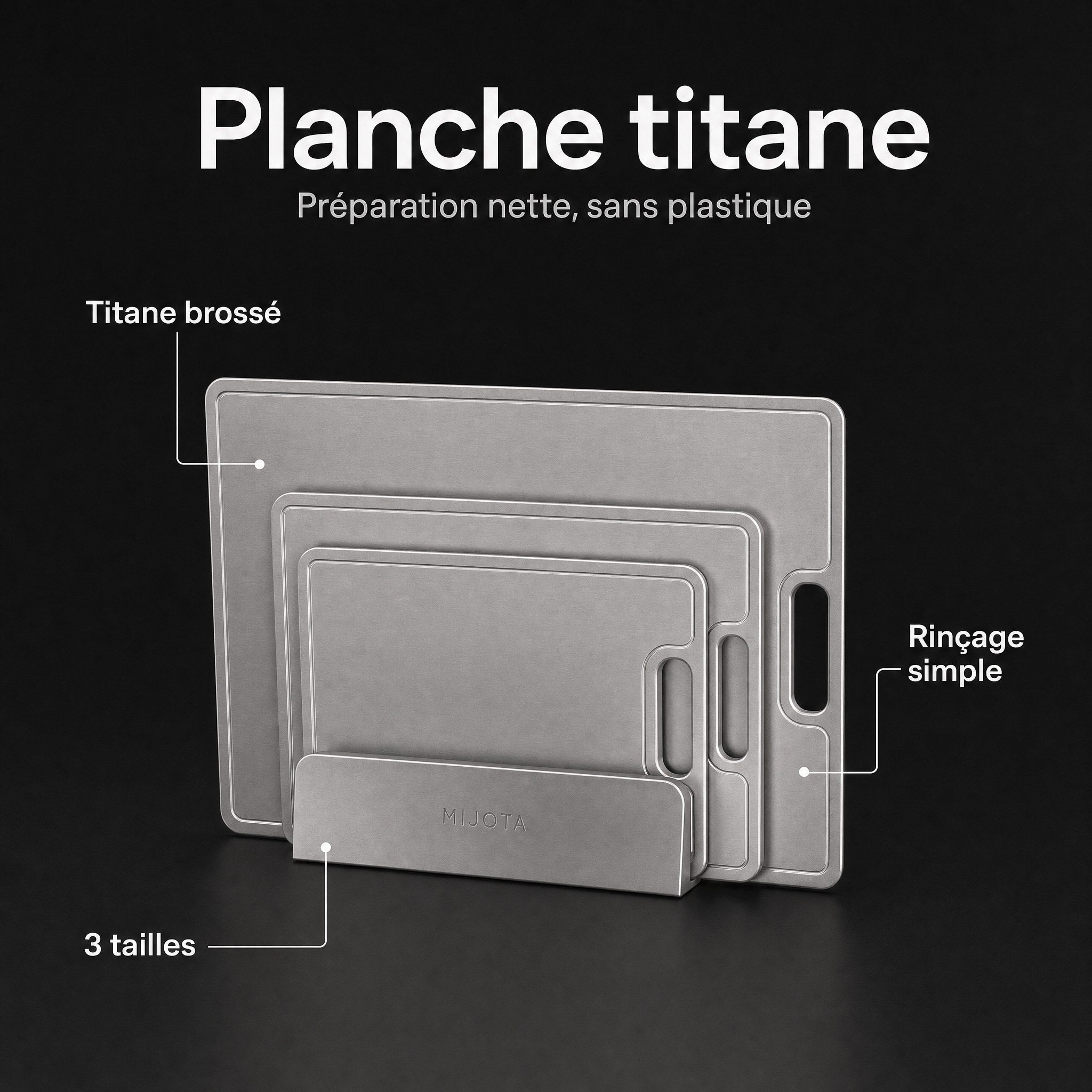 Infographie produit de la planche titane MIJOTA