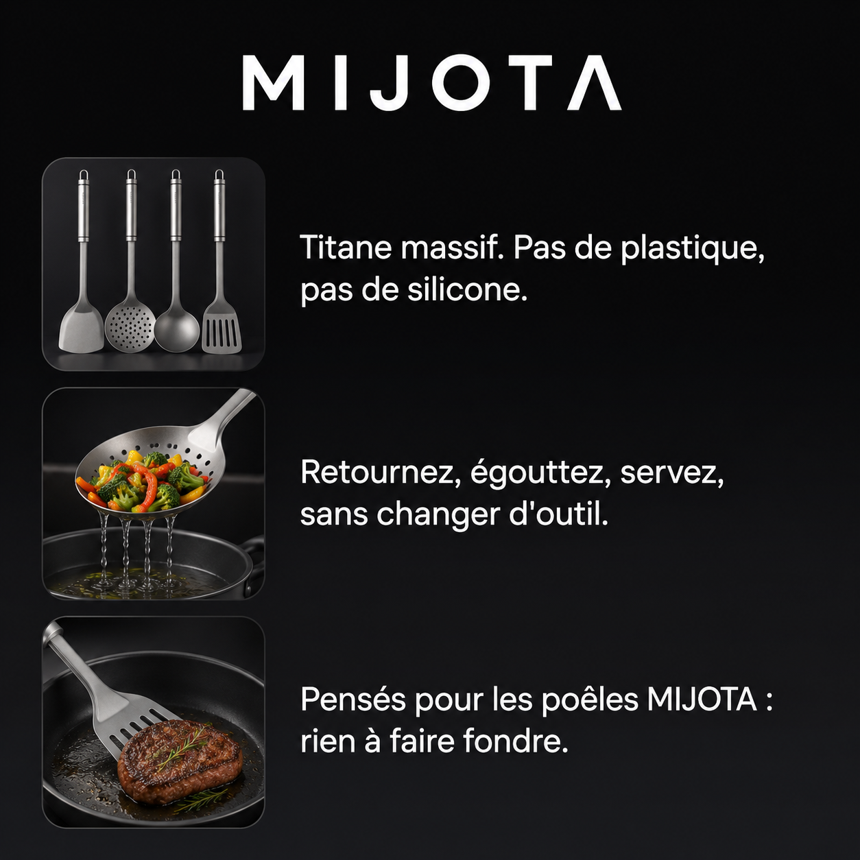 Performance des ustensiles en titane MIJOTA