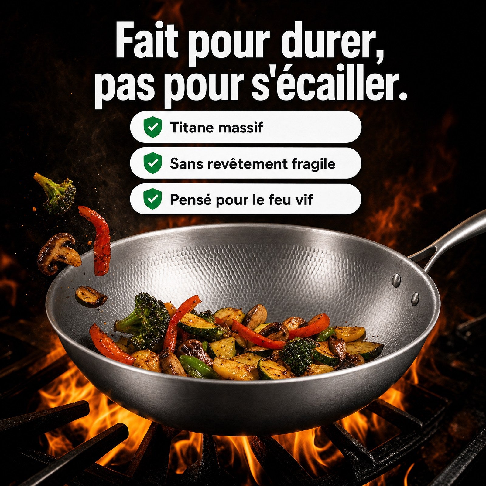 Wok MIJOTA Titane 3X sur feu vif avec légumes sautés