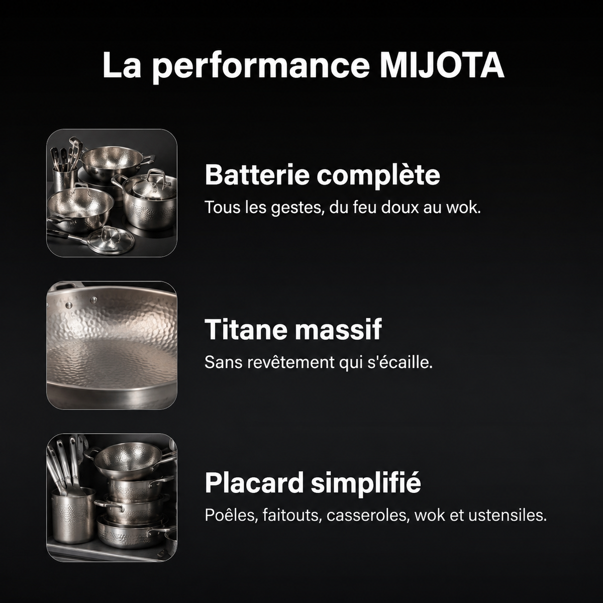 Performance de la batterie MIJOTA Titane 3X complète