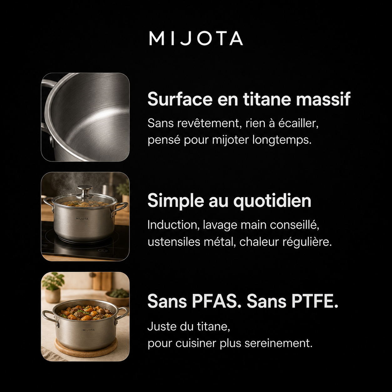 Bénéfices du faitout MIJOTA Titane 3X