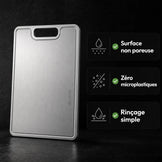 Bénéfices clés de la planche titane MIJOTA : surface non poreuse, zéro microplastiques et rinçage simple