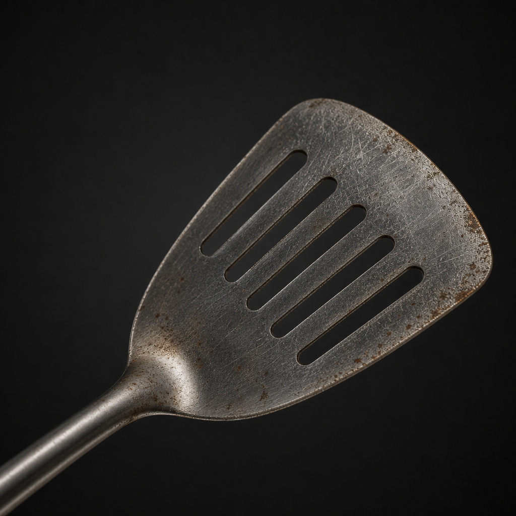 Ustensile inox fatigué et rayé