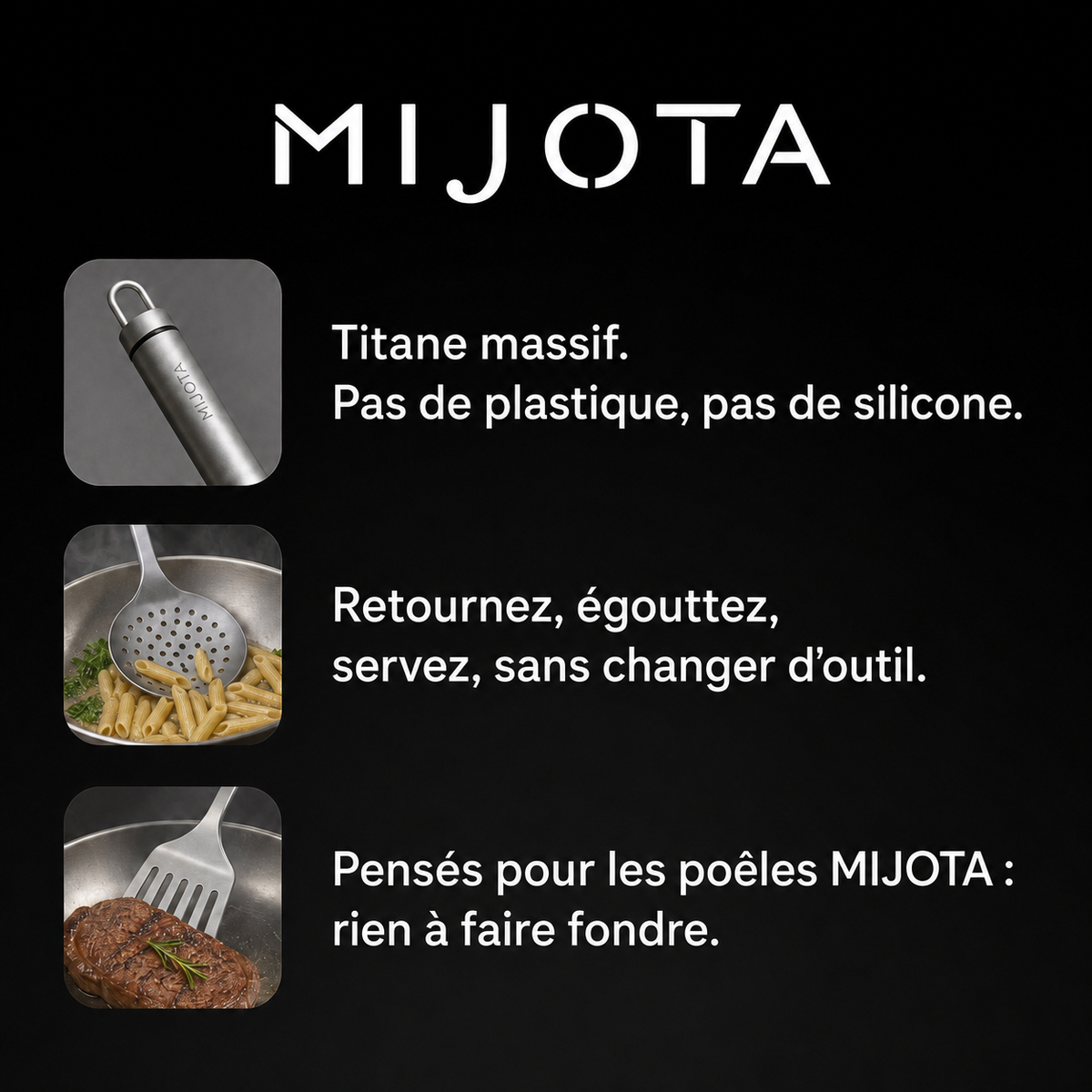 Performance des ustensiles en titane MIJOTA